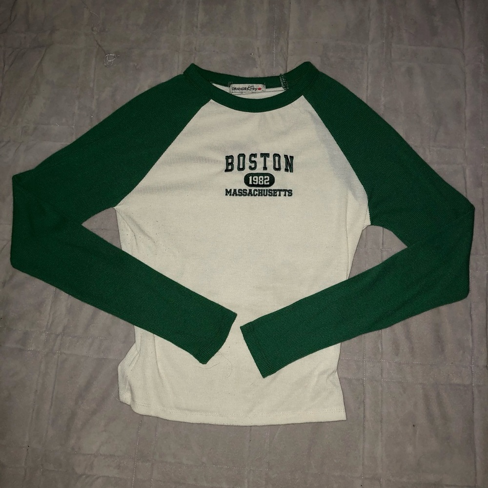 “OrangeKiss” Boston 1982 Long-sleeve Green & White Shirt